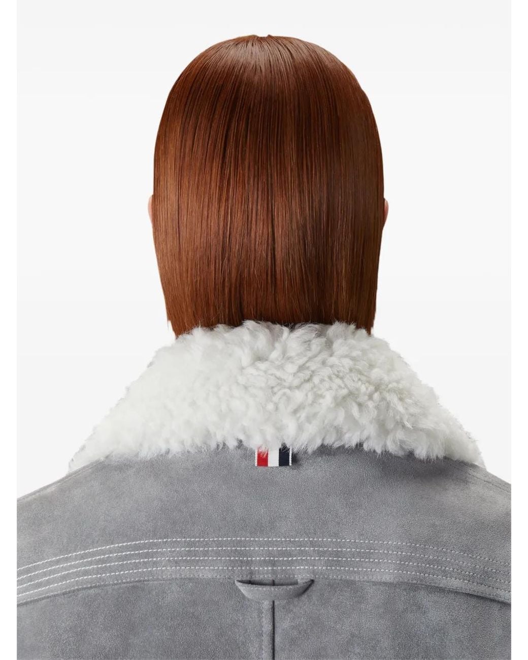 Thom Browne Gray Shearling & Suede Cropped Flight Jacket