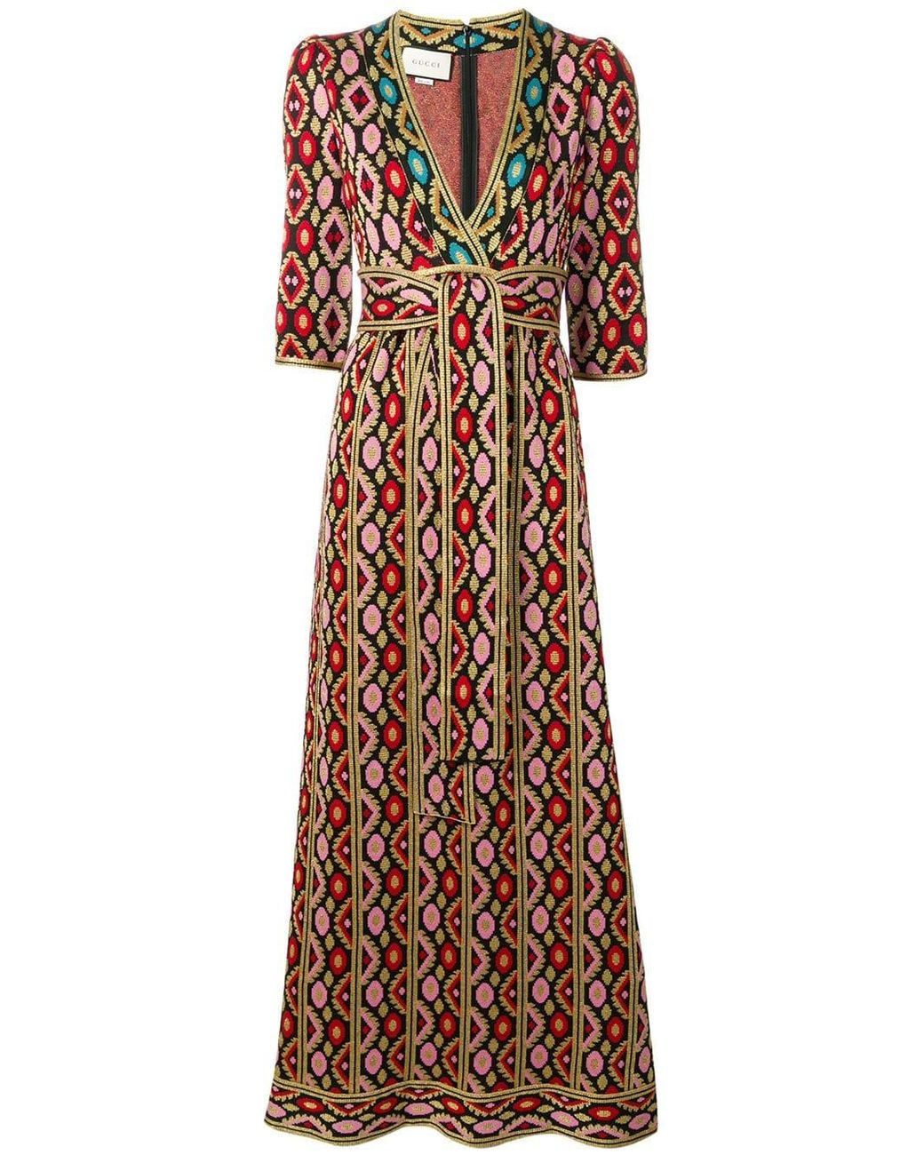 Gucci Cotton Printed Maxi Dress in Black - Lyst