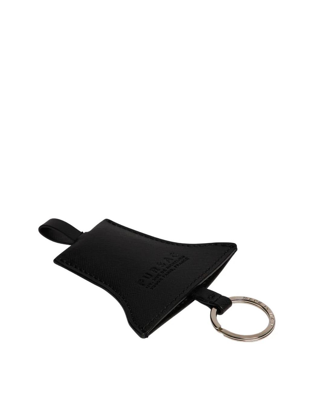 Fursac Black Leather Keyring for men
