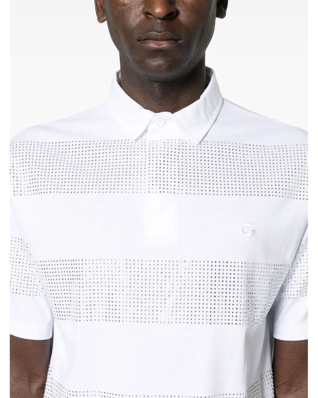 Coperni White Crystal-Embellished Polo Shirt for men