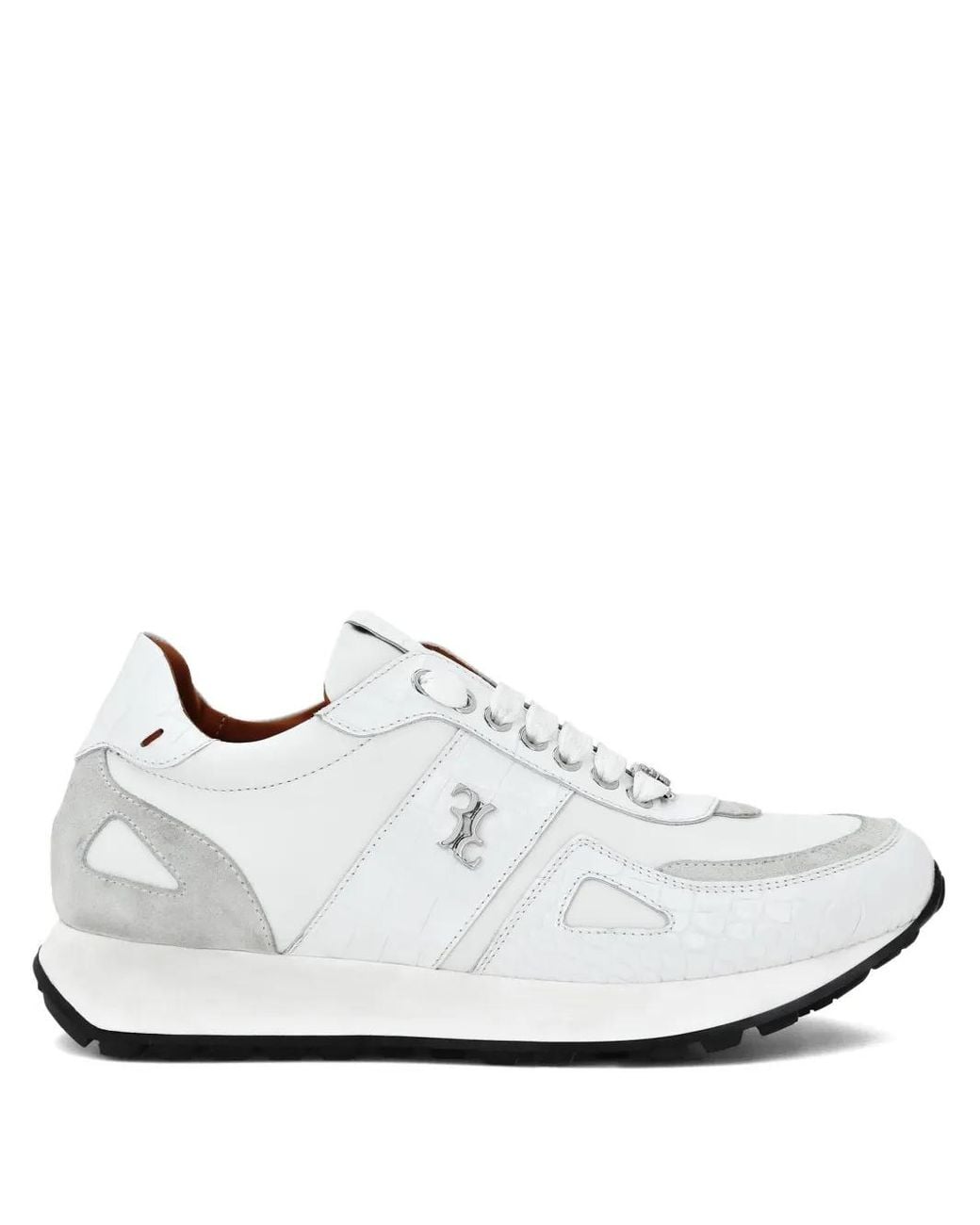 Billionaire White Panelled Leather Sneakers for men