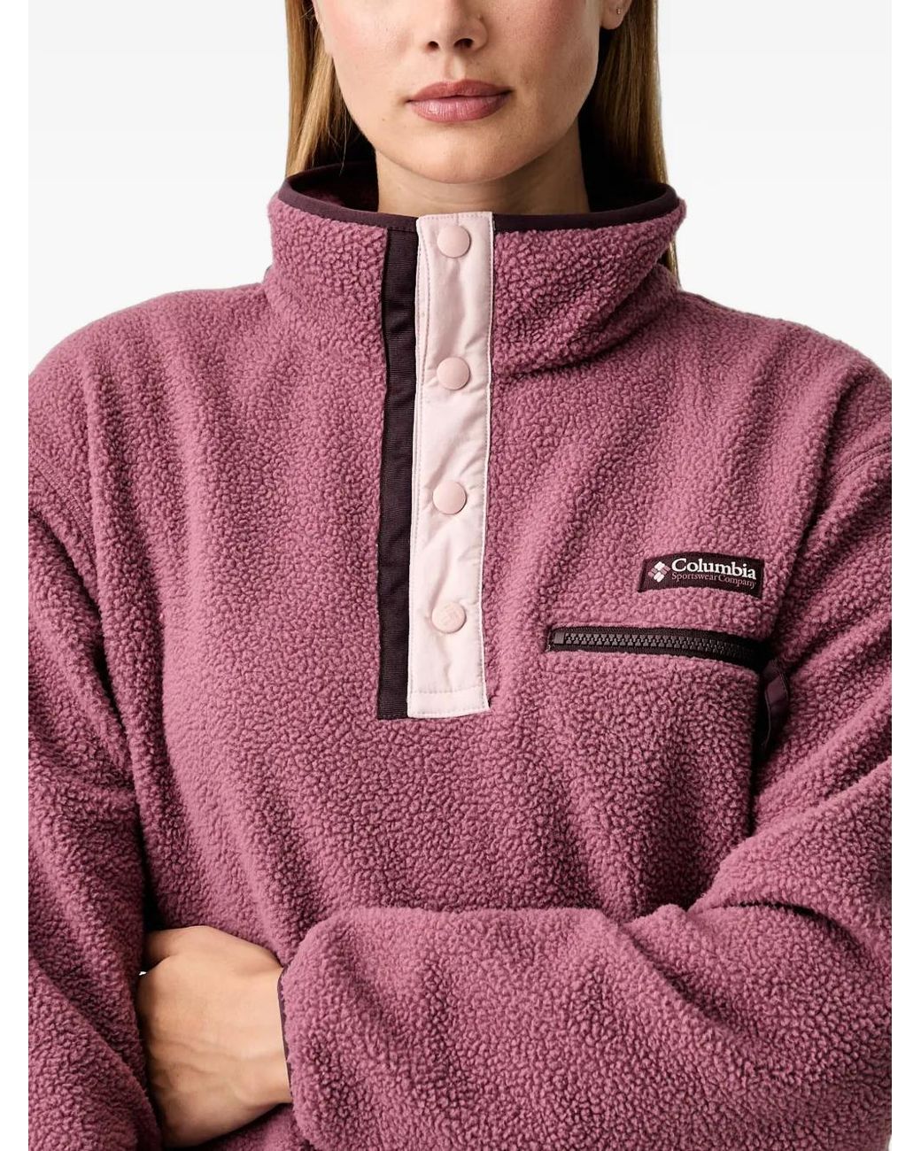 Columbia Red Fleecepullover Mit Logo-Patch