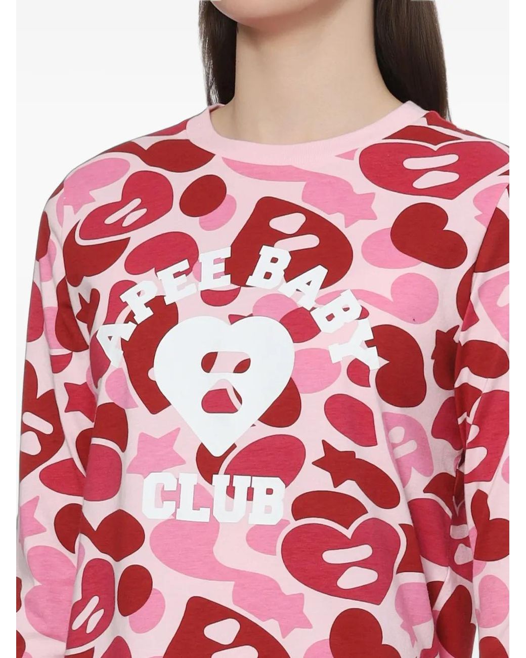 AAPE BY A BATHING AP Red Camouflage-Print Logo-Print T-Shirt