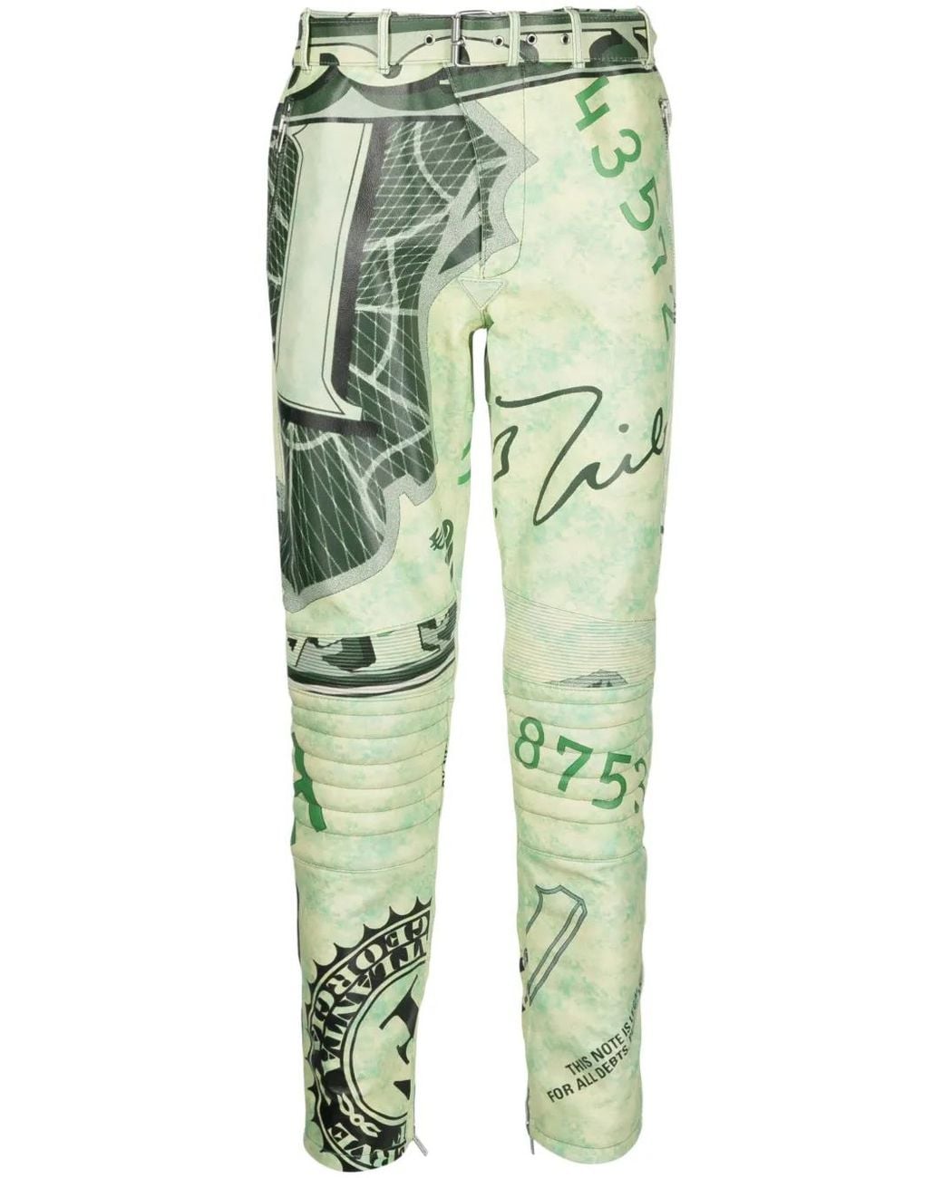 Moschino Green Leather Straight-Leg Trousers for men