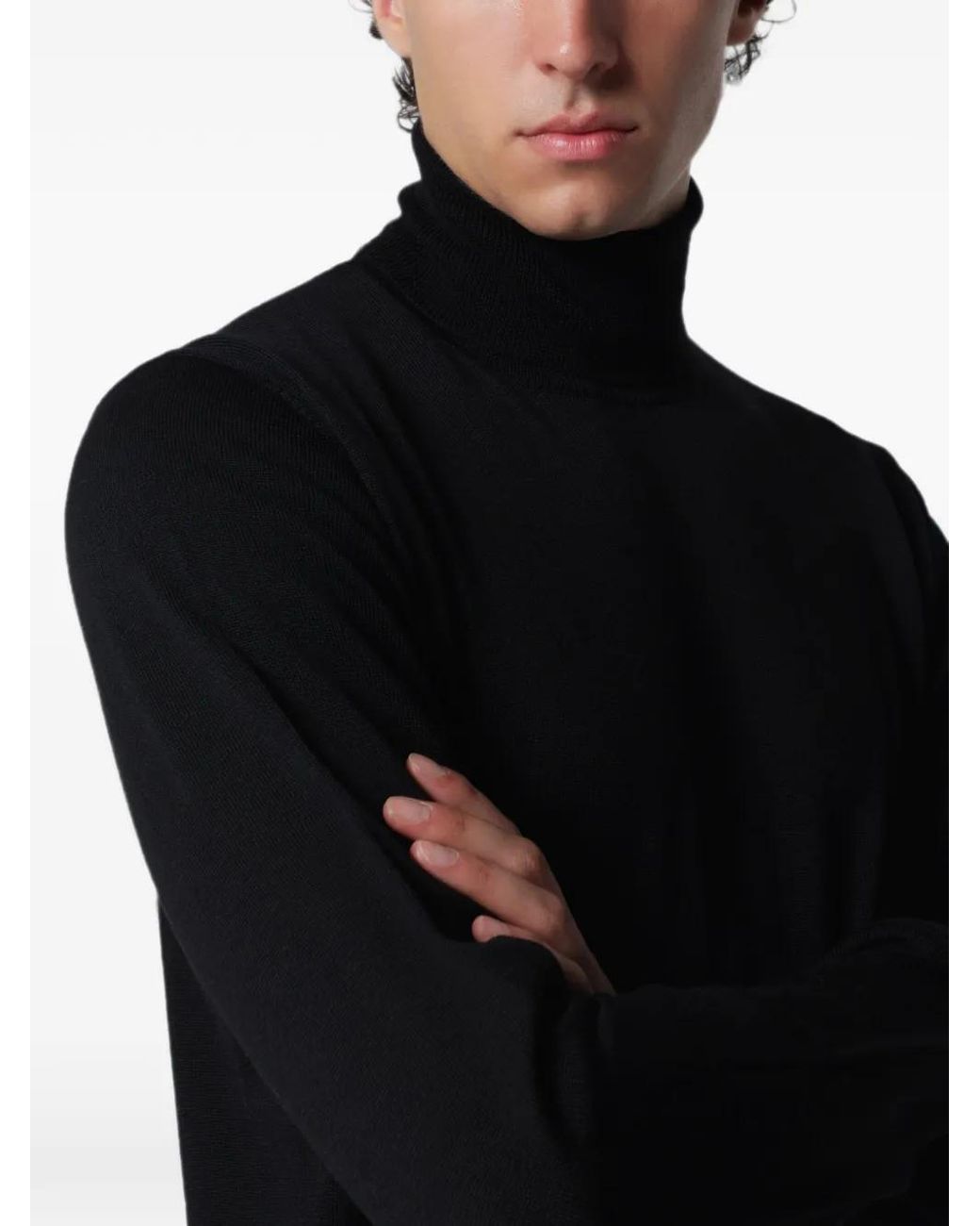 Roberto Collina Blue Roll-Neck Wool Sweater for men
