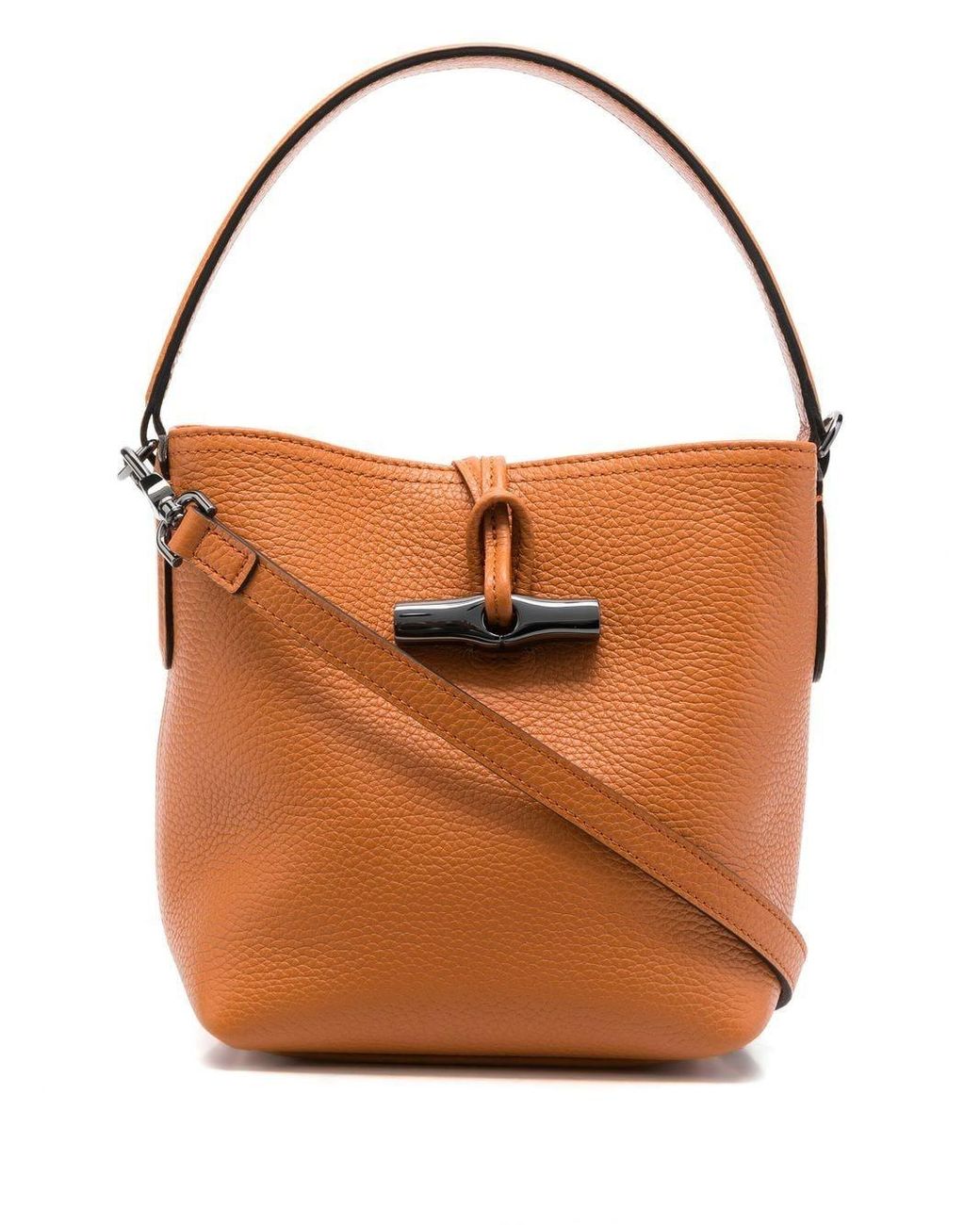 Longchamp Leather Small Roseau Essential Bucket Bag in Orange Lyst Canada
