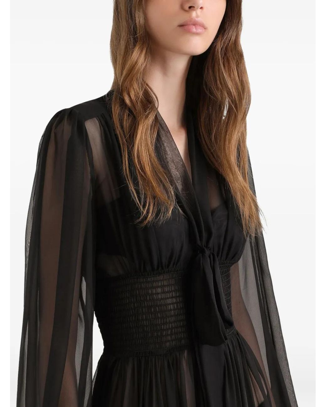Dolce & Gabbana Black V-Neck Midi Dress