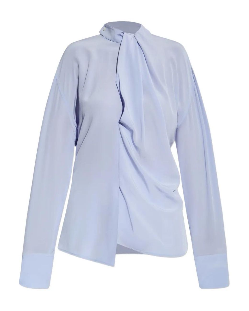 Victoria Beckham Blue Draped Silk Blouse