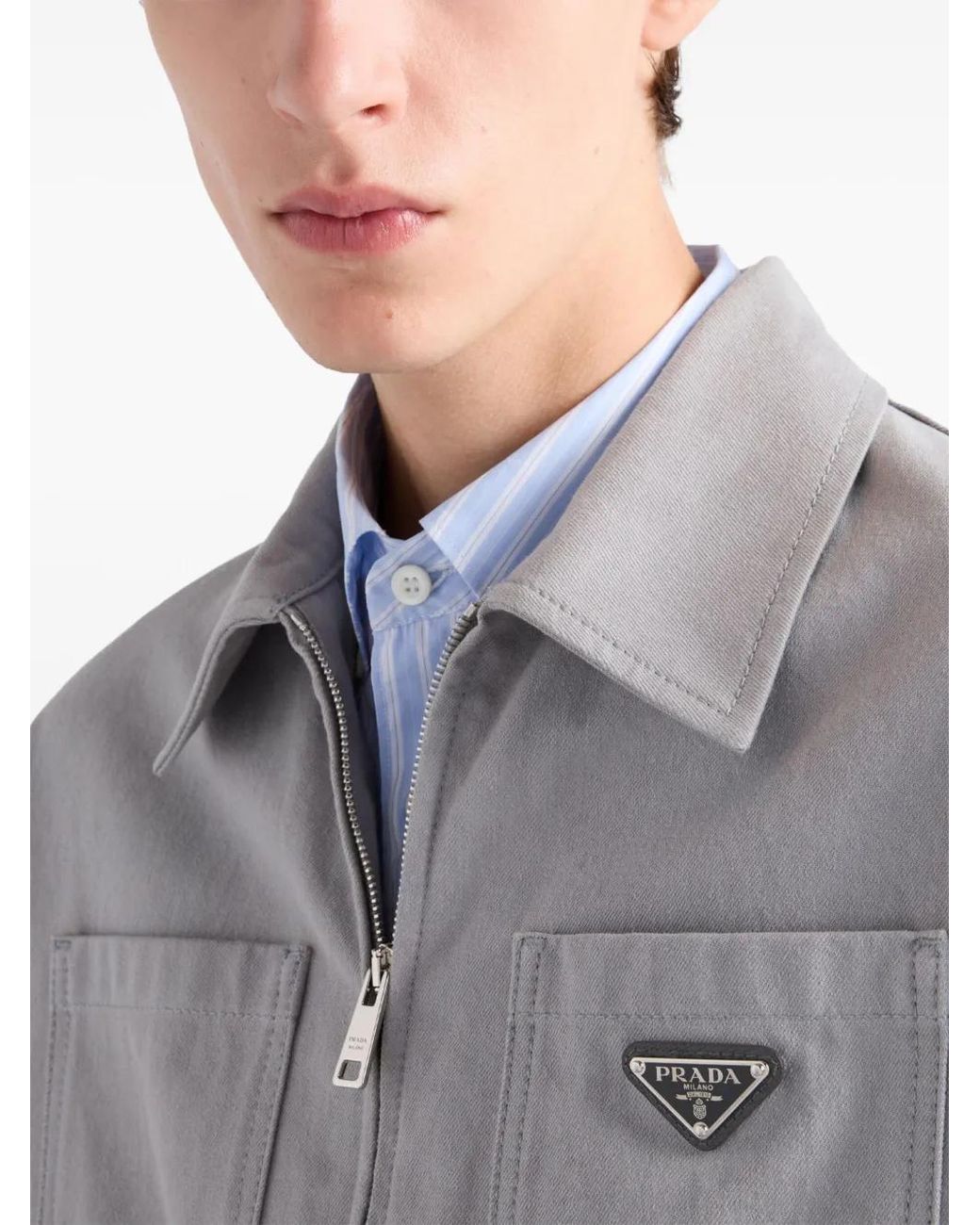 Prada Gray Denim Jacket for men