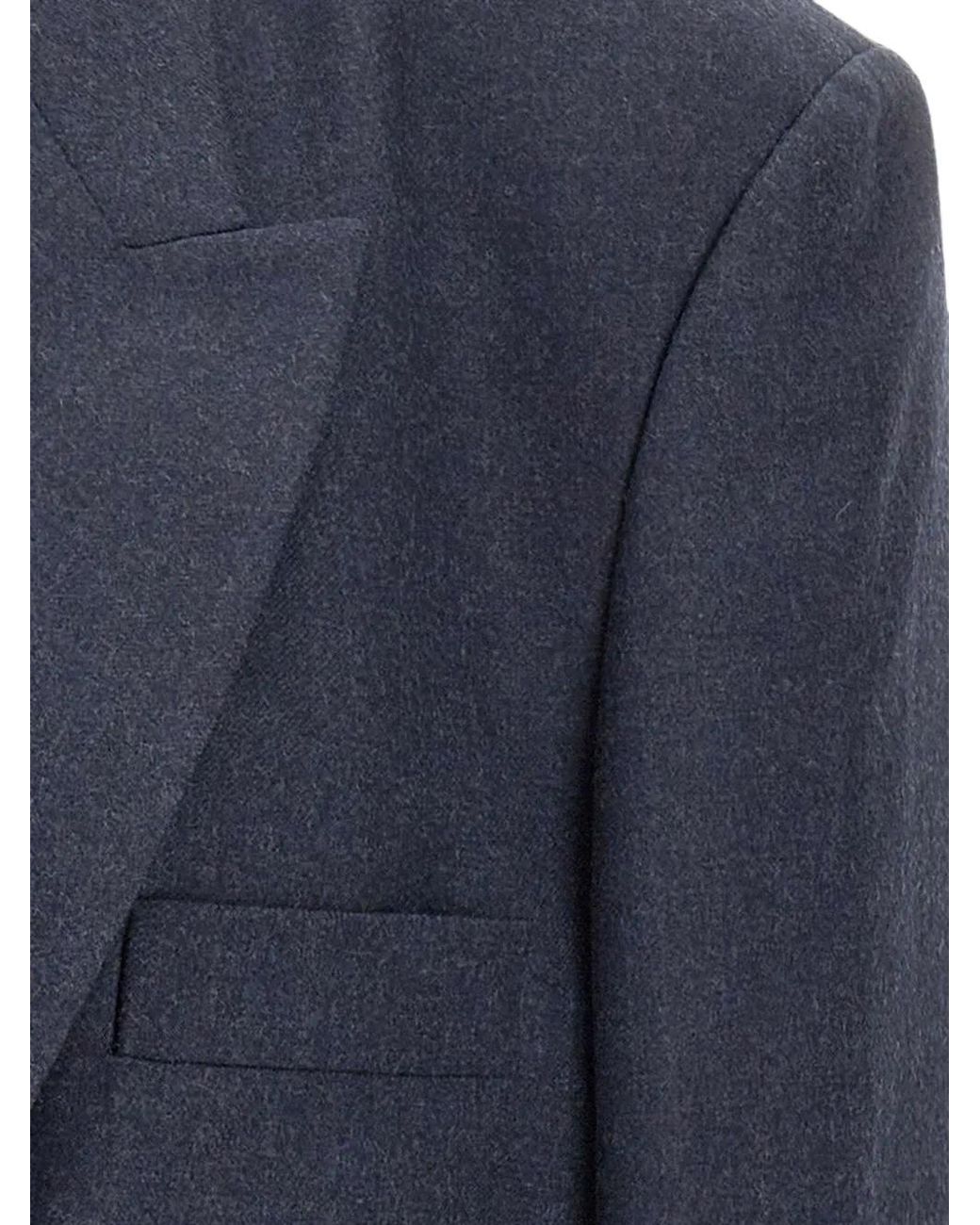 MM6 by Maison Margiela Blue Raw-Cut Cropped Blazer
