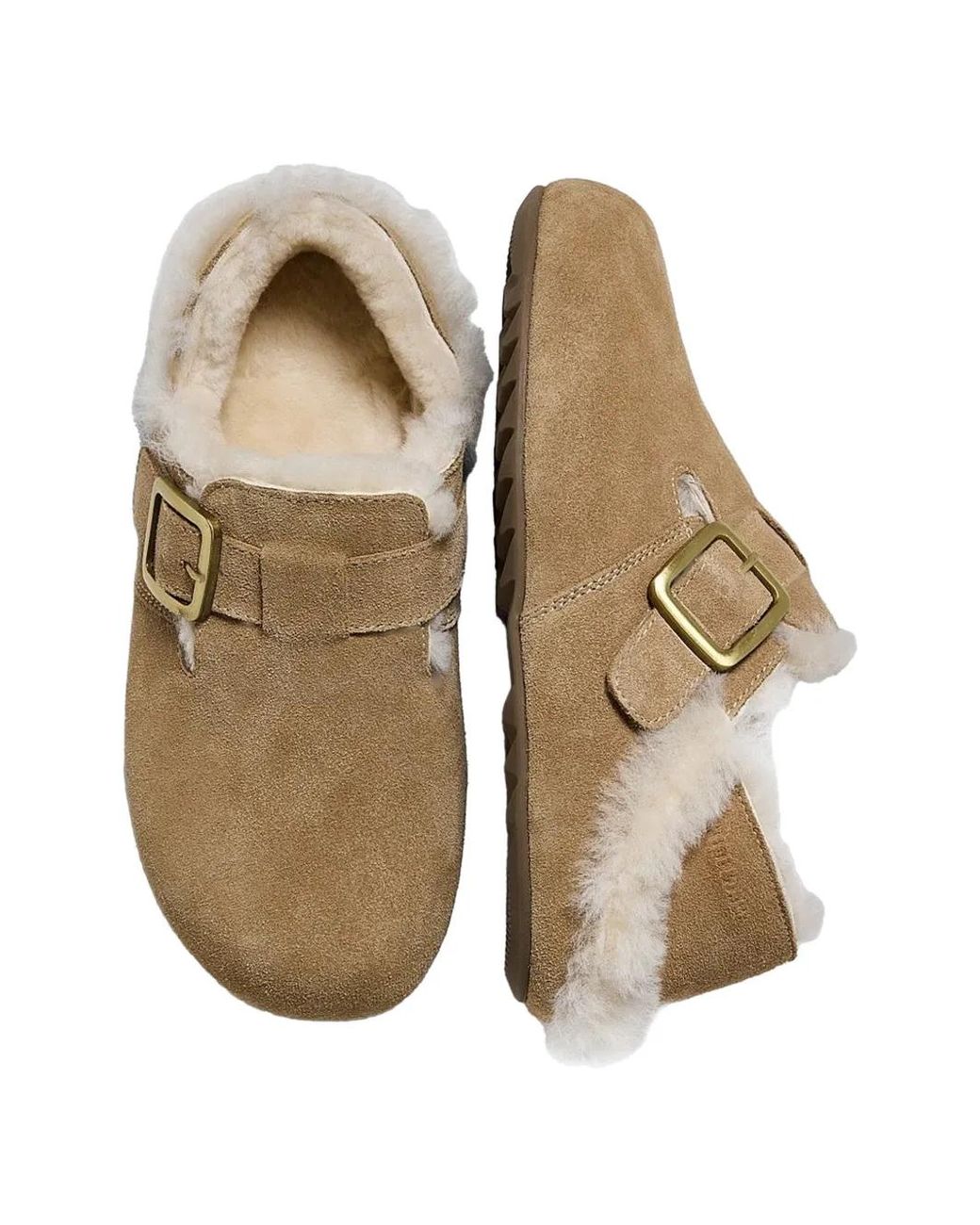 HIDE & JACK White Ciock Buckle-Fastening Shearling Loafers