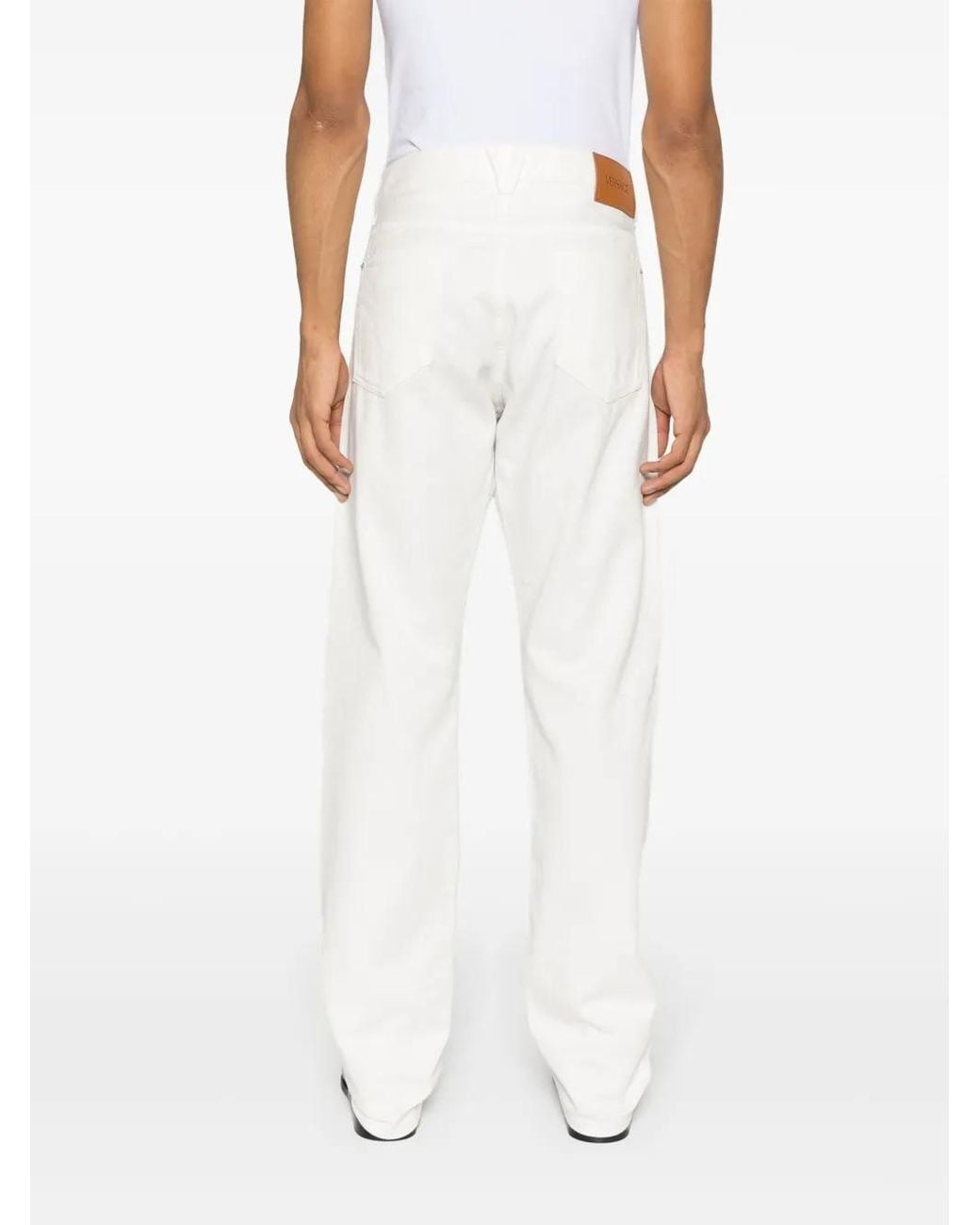 Versace White Medusa Straight Jeans for men