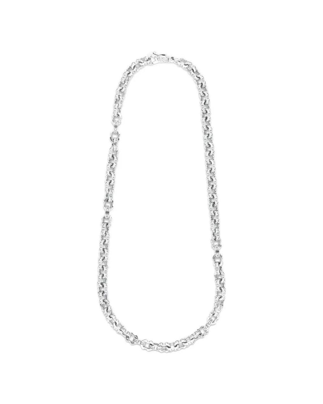 Emanuele Bicocchi White Pyramid-Stud Anchor-Chain Necklace