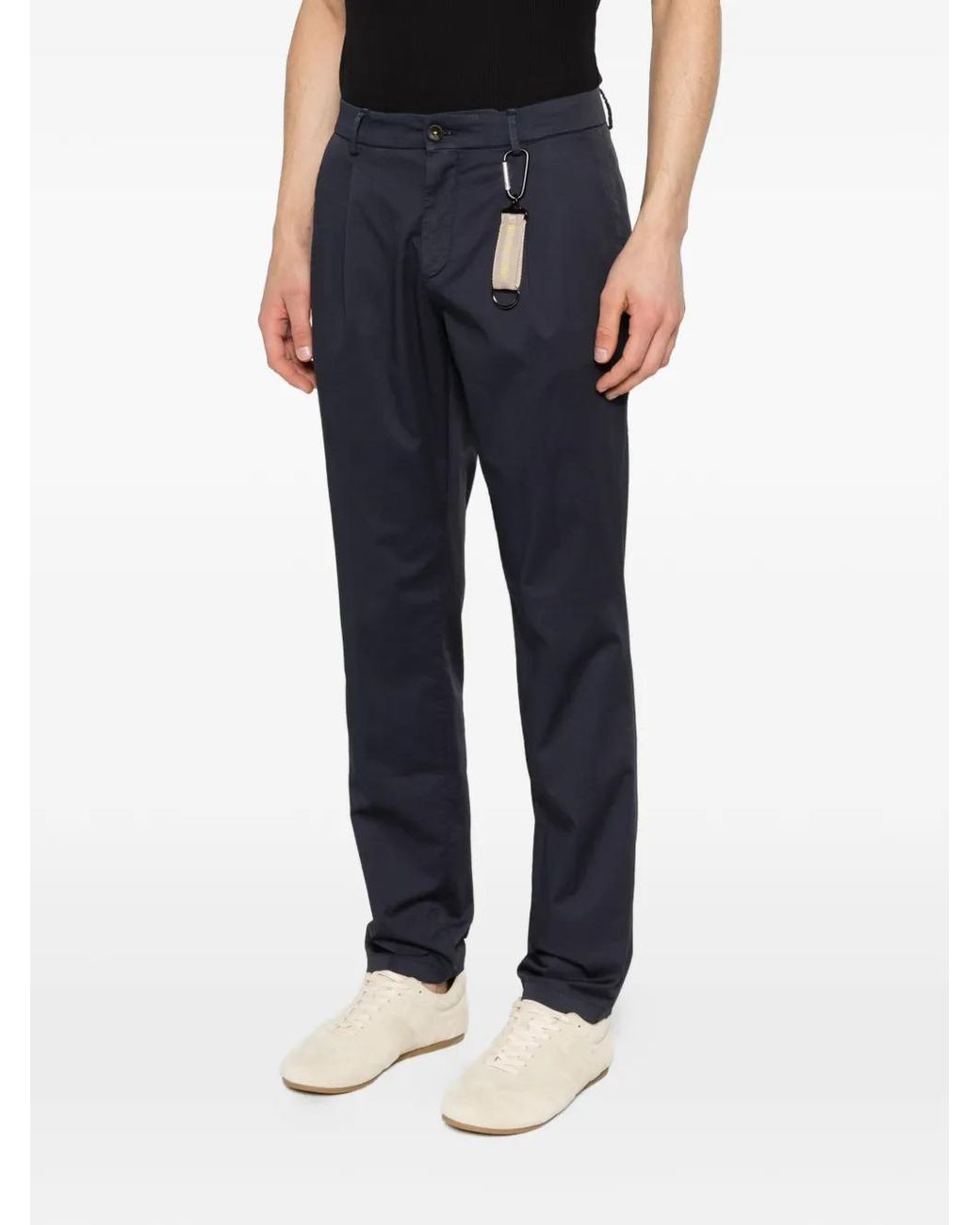 Manuel Ritz Blue Micro-Texture Pleated Trousers for men