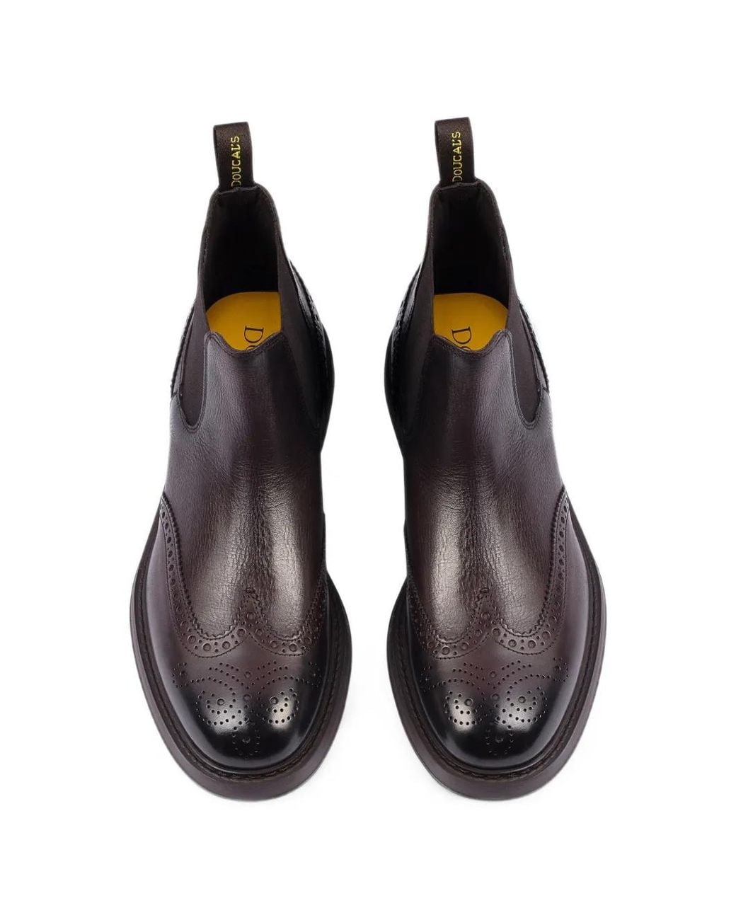 Doucal's Black Brogue-Detail Leather Chealsea Boots for men