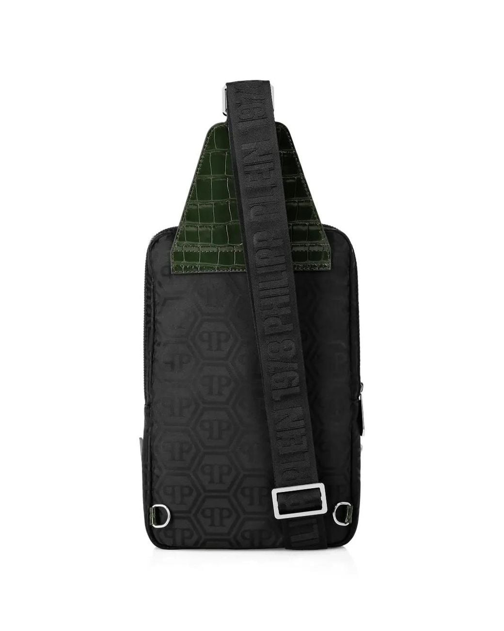 Philipp Plein Black Monogram Backpack for men