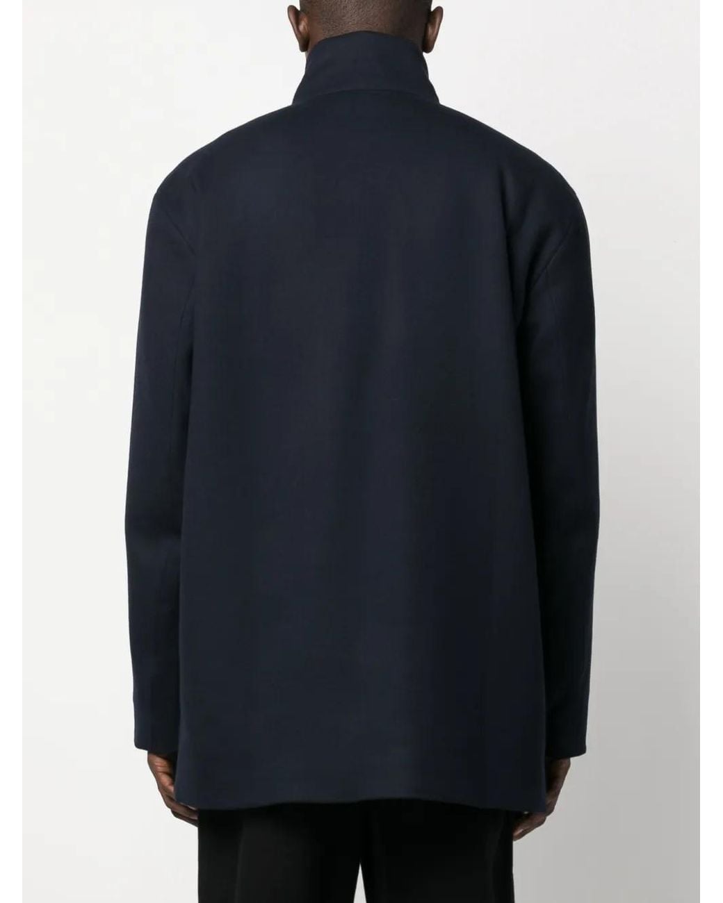 Giorgio Armani Blue Zip-Up Virgin Wool Coat for men