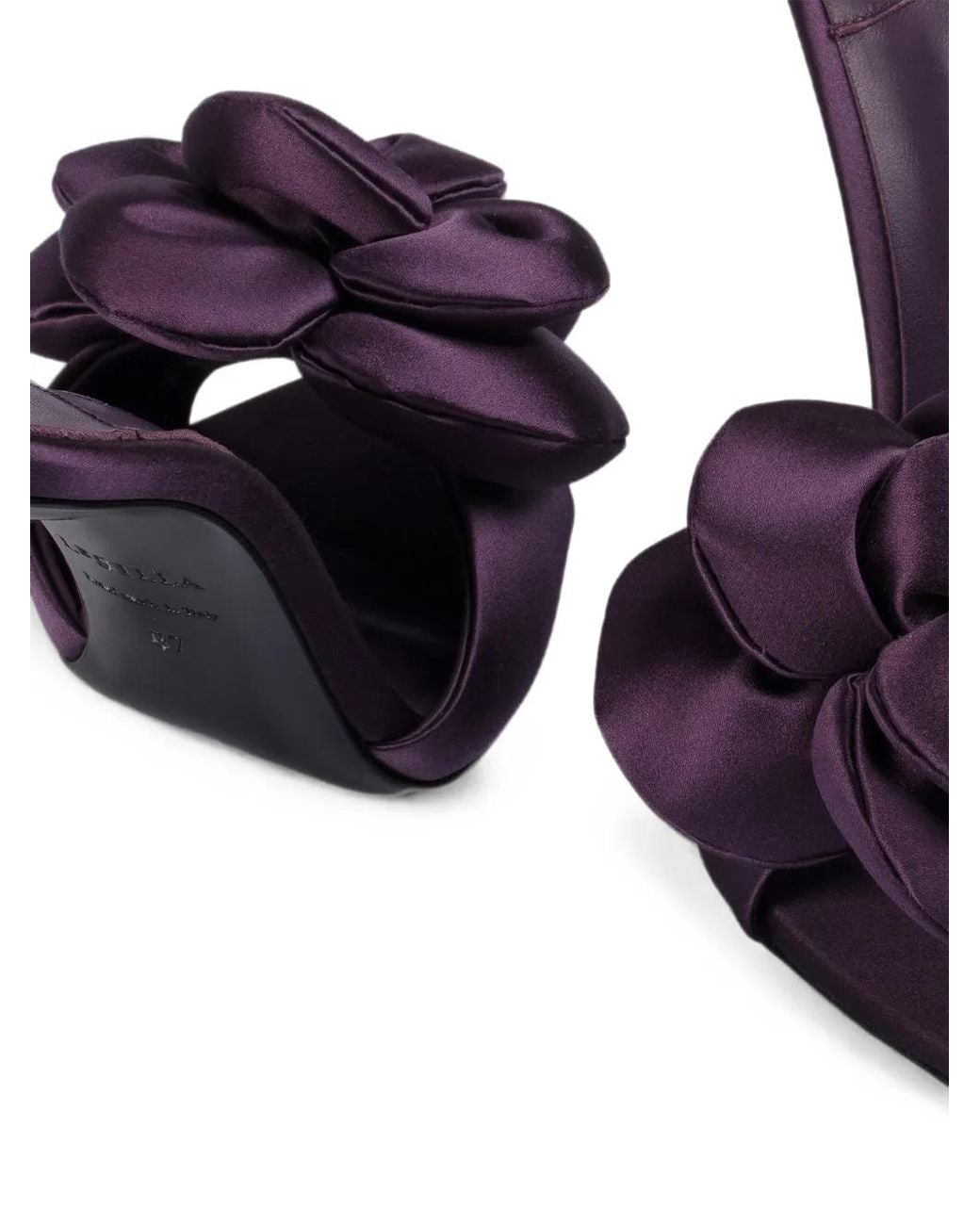 Le Silla Purple Bella Rose-Detail Satin Sandals