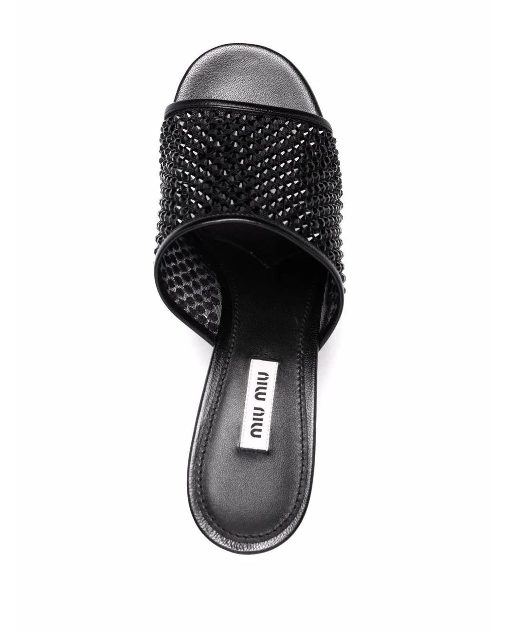 Miu Miu Black Crystal-Embellished Leather Sandals