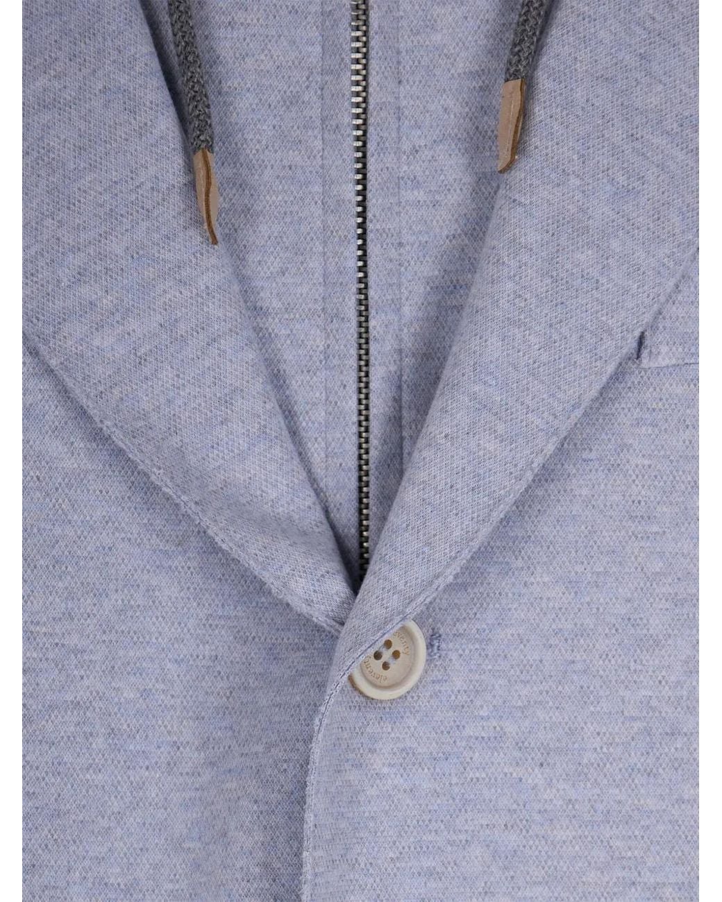 Eleventy Blue Hooded Cotton Jacket for men