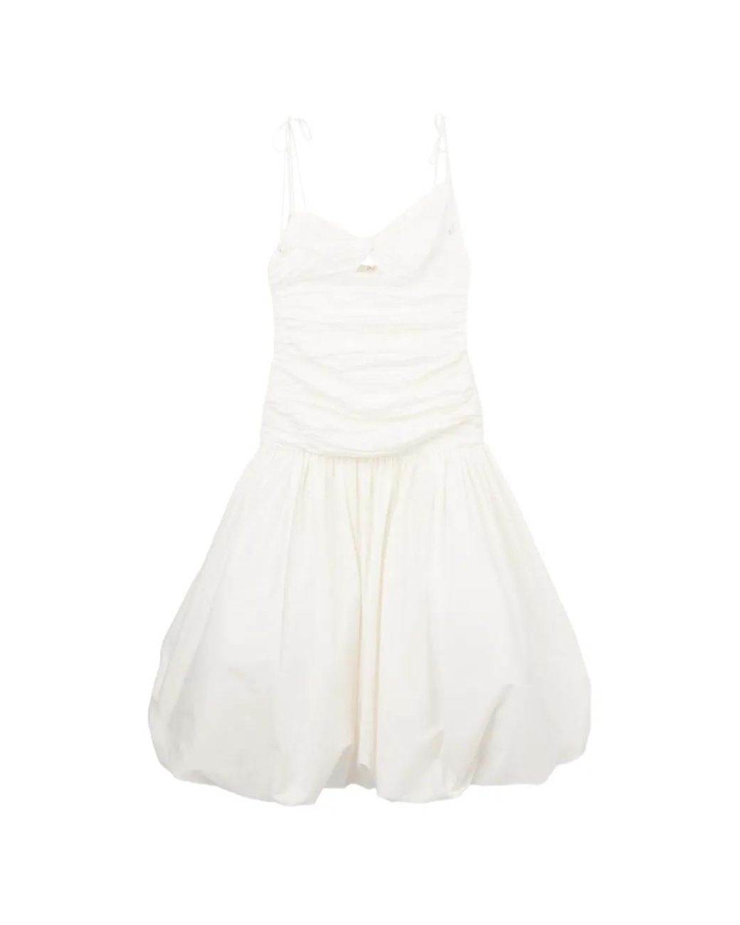 Self-Portrait White Ruched Cut-Out Midi Dress