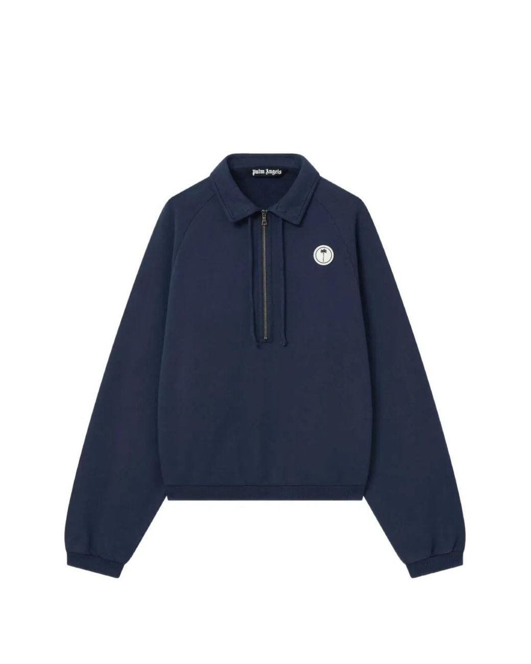 Palm Angels Blue Logo-Patch Polo Shirt for men