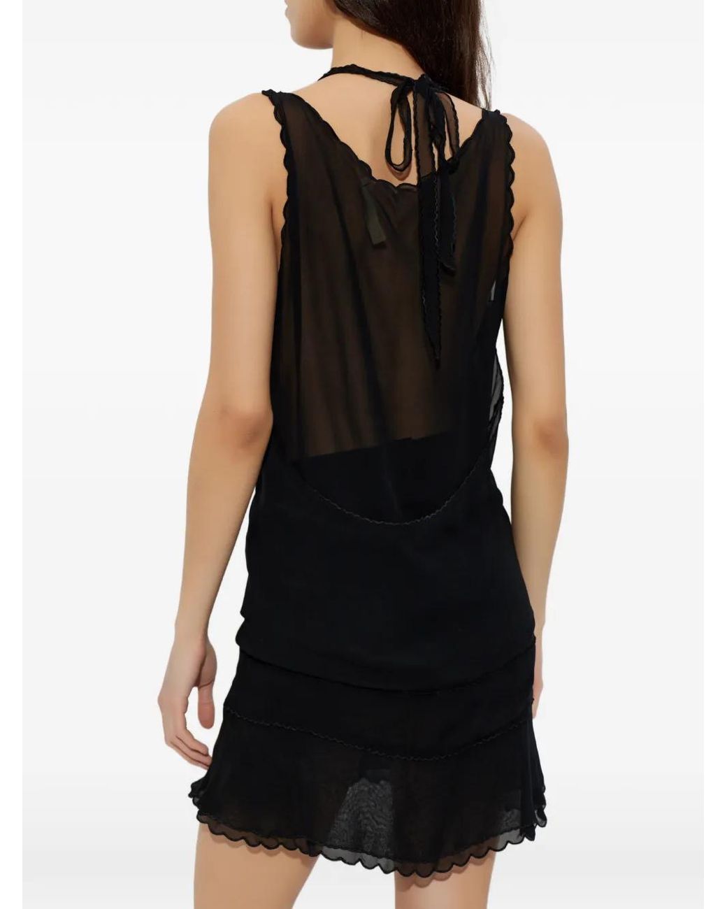 KNWLS Black Sleeveless Tiered Mini Dress