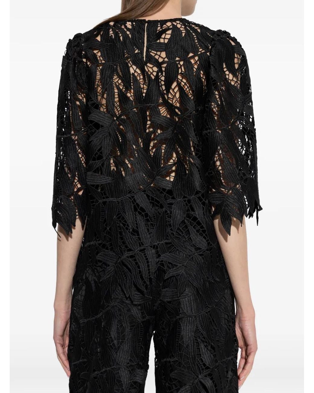 Munthe Bubble Blouse Met Kant in het Black