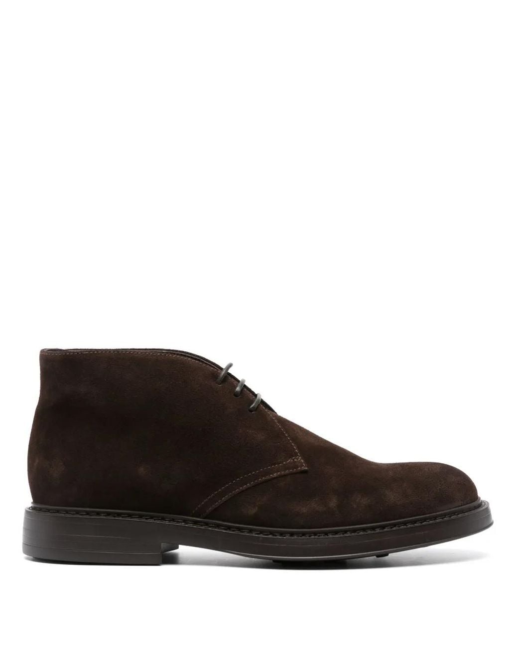 Doucal's Brown Lace-Up Suede Ankle Boots for men