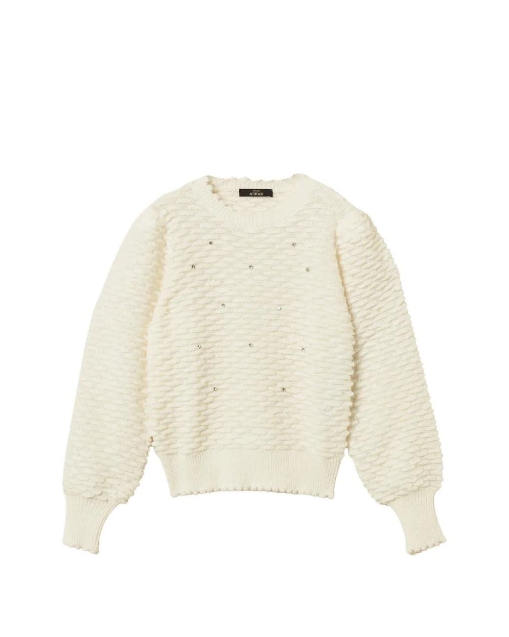 Twinset White Recycled Yarn Jumper With Embroidery