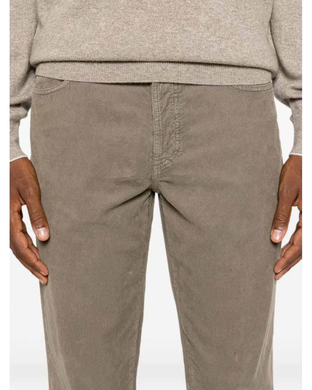 Brunello Cucinelli Gray Garment-Dyed Five-Pocket Italian Fit Trousers for men