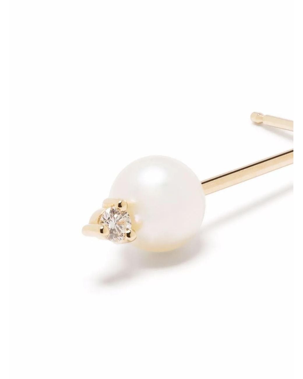 Mizuki White 14Kt Sea Of Beauty Diamond Pearl Bar Earrings