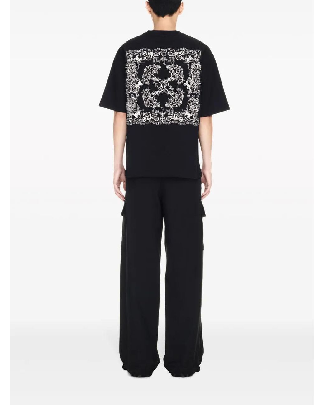 Off-White c/o Virgil Abloh Black Tattoo Bandana Arrow-print T-shirt for men