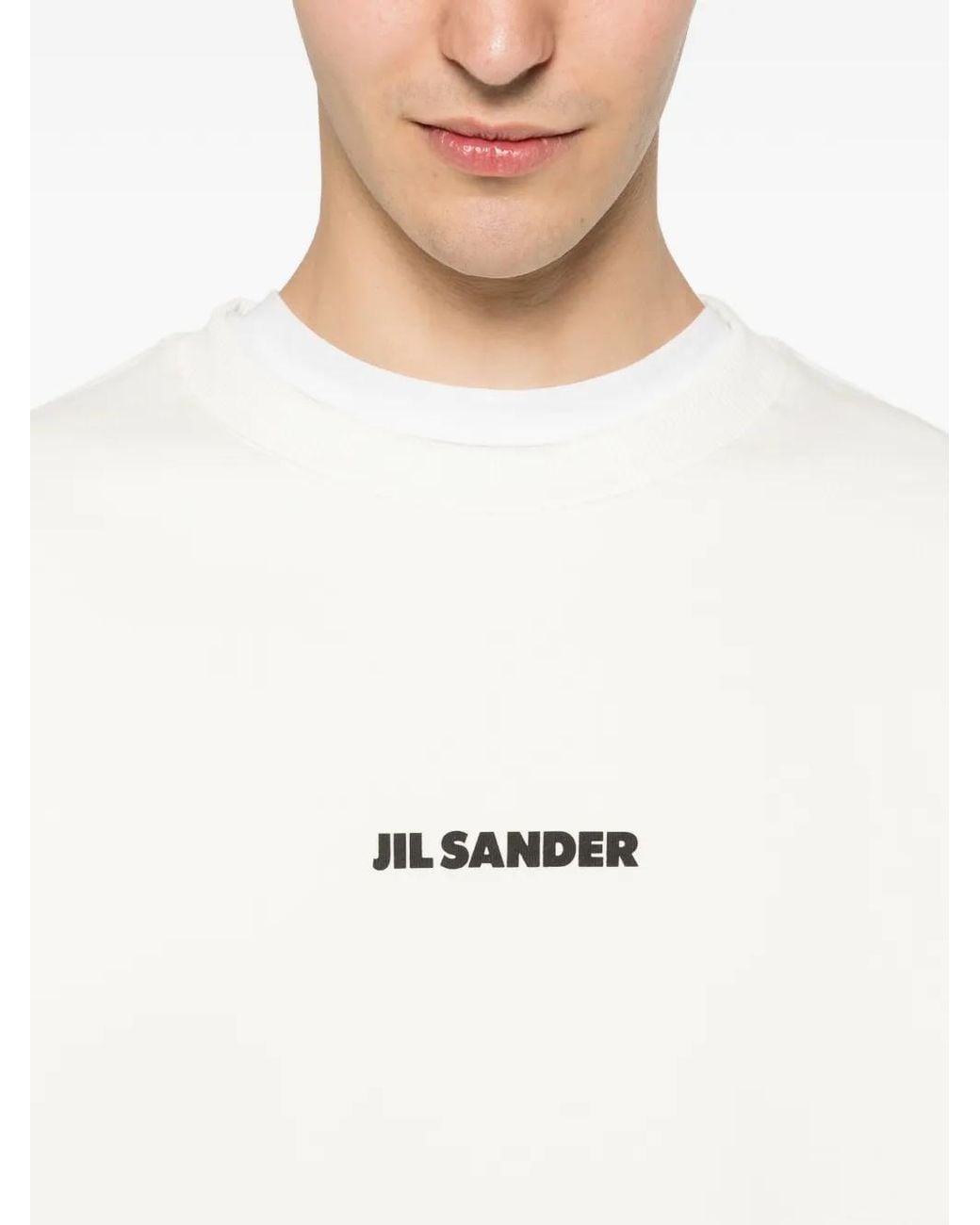 Jil Sander White Logo-Print Sweater for men