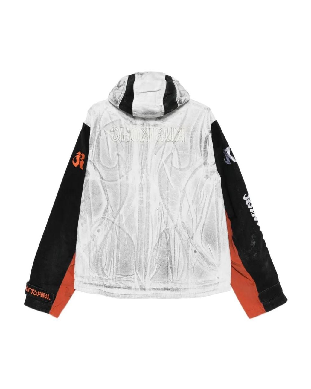 Kusikohc Black Flame-Print Windbreaker Jacket for men