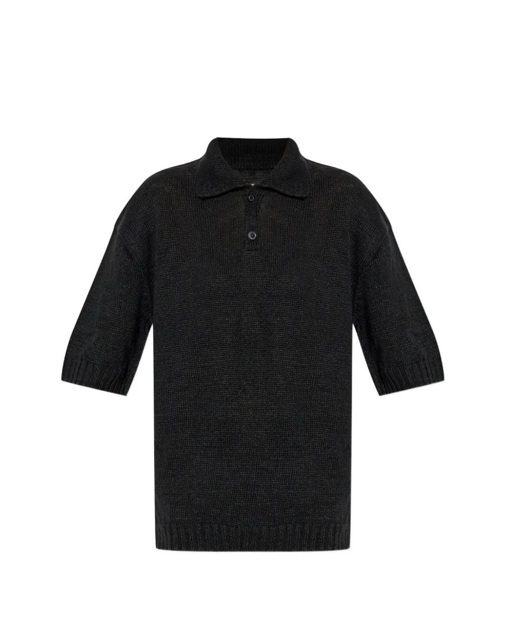 Maison Margiela Black Gardening Hemp Buttoned Polo Shirt