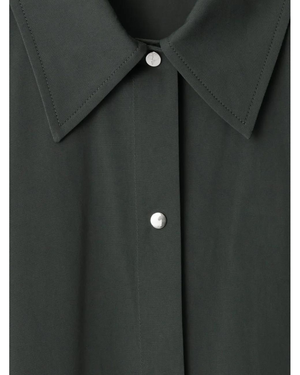 Burberry Green Straight-Point Collar Cotton-Blend Dress