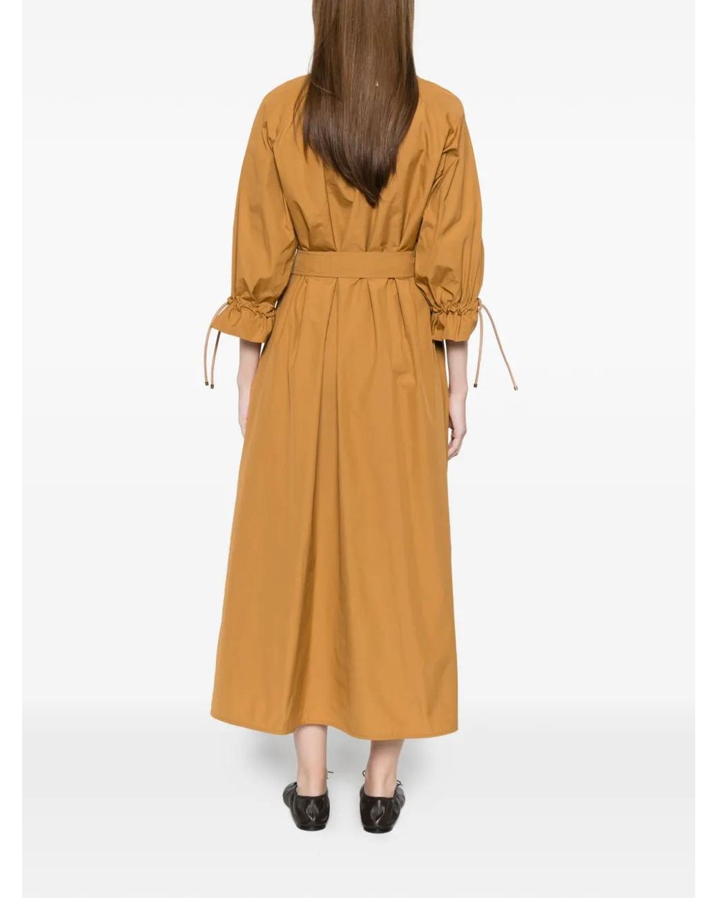 Max Mara Natural Mirto Belted Ruffled Dress
