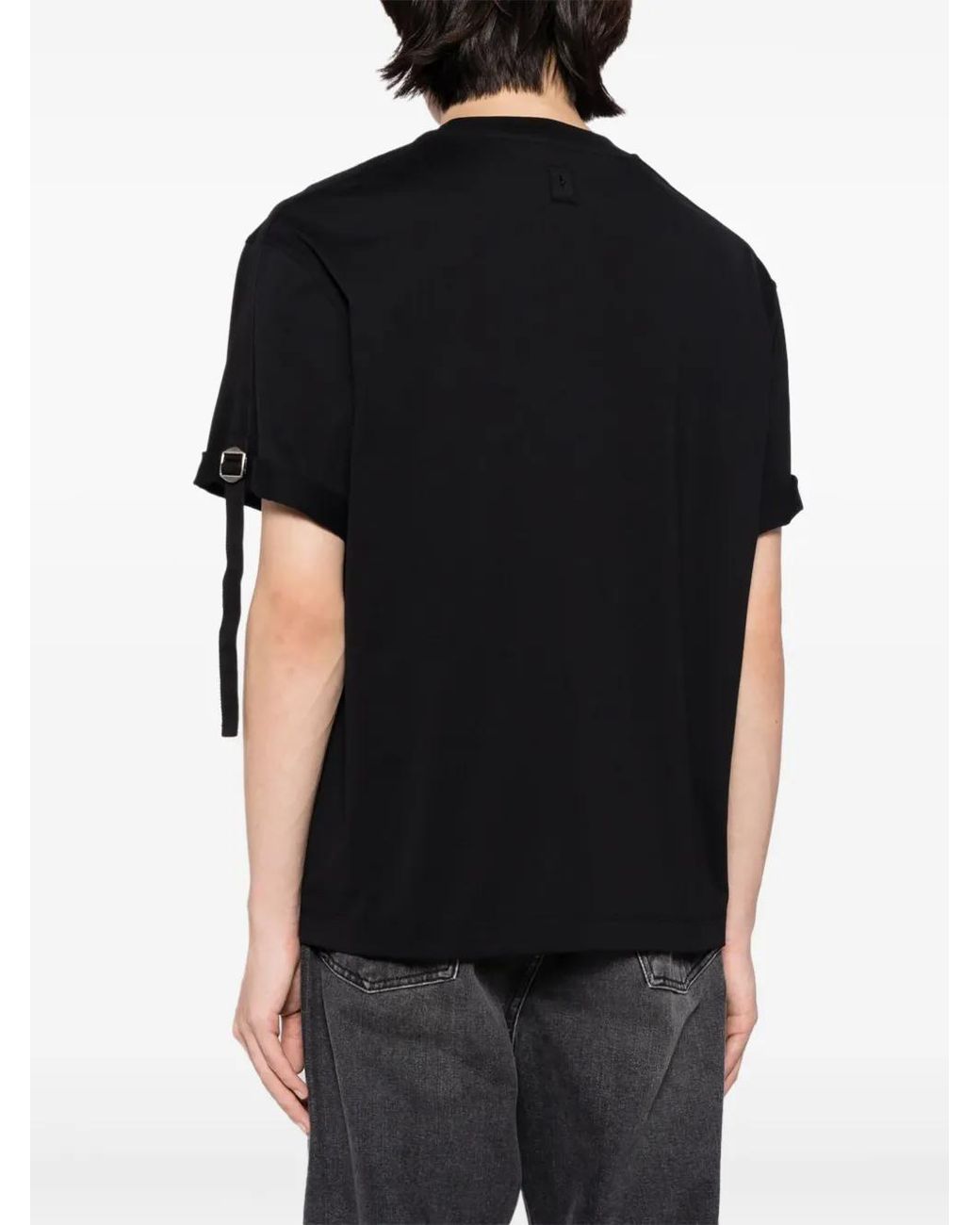 Neil Barrett Black Buckle-Strap Cotton T-Shirt for men