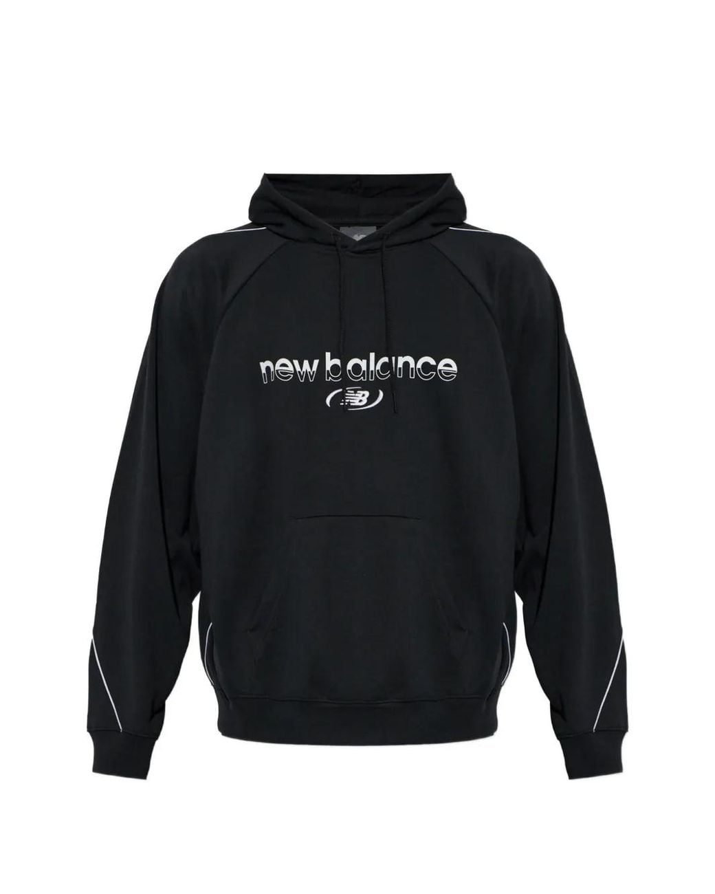 New Balance Black Logo-Print Drawstring Hoodie for men