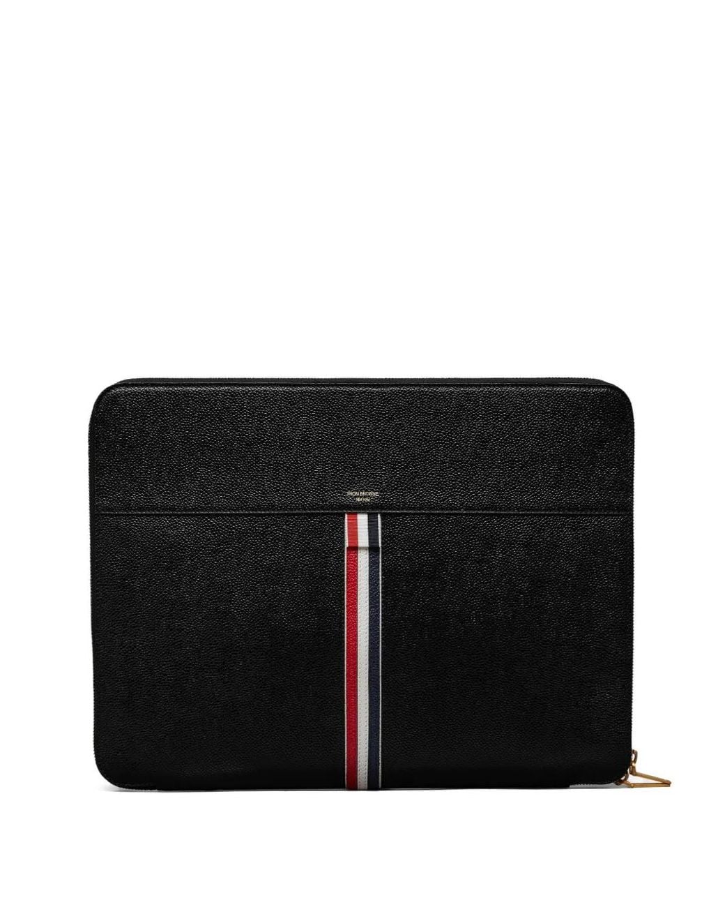 Thom Browne Black Pebble-Grain Zip-Around Folio for men