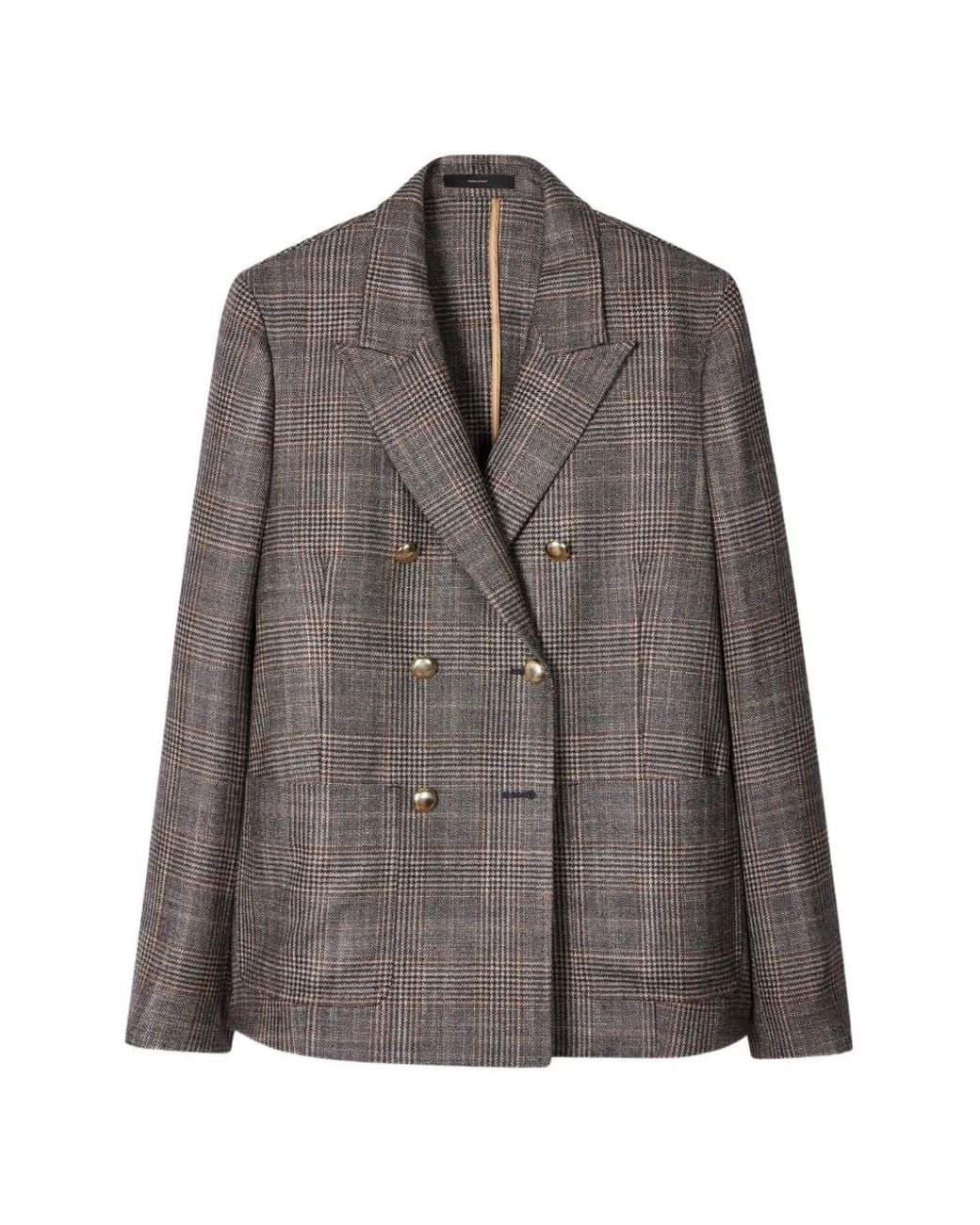 Paul Smith Brown Double-Breasted Check Blazer
