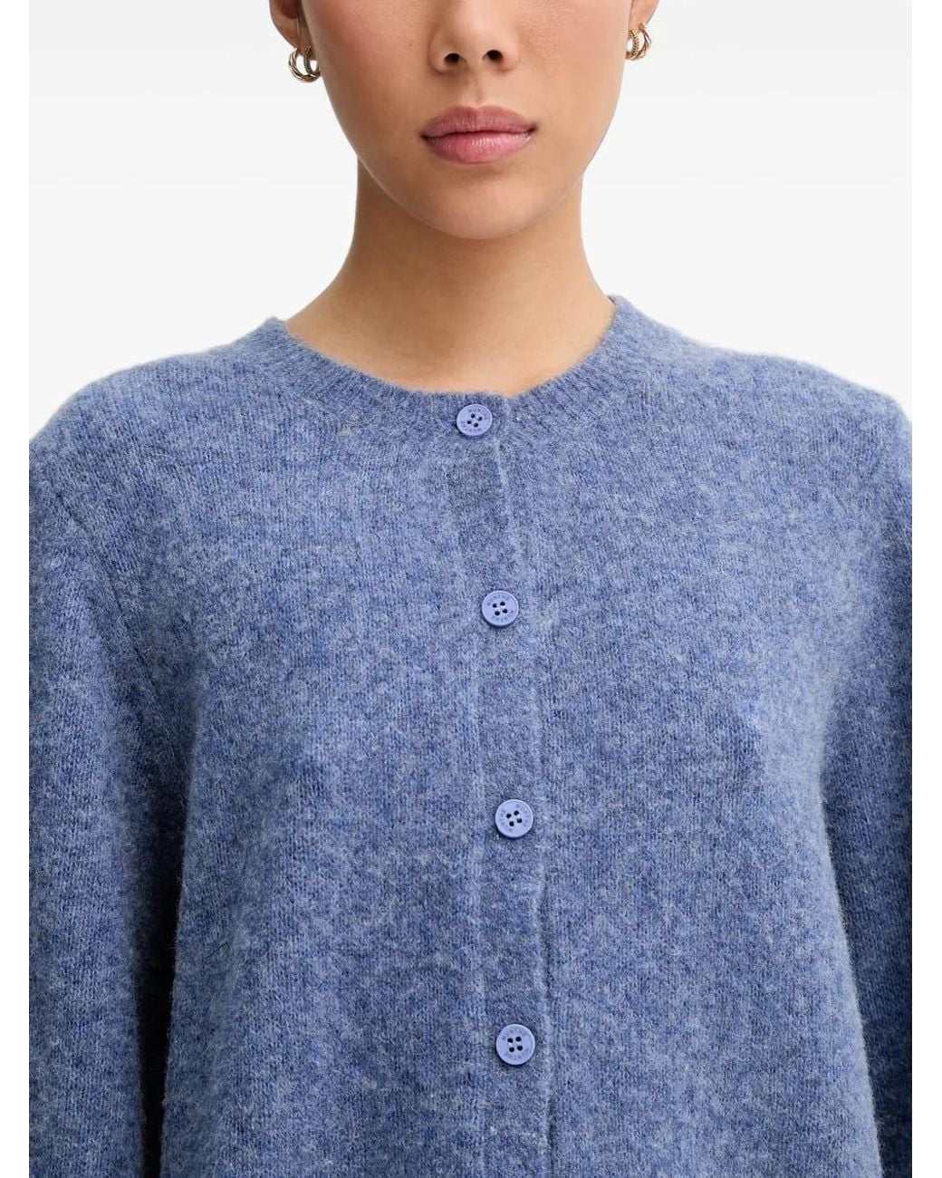 Munthe Blue Nabilla Button-Up Wide-Sleeve Cardigan