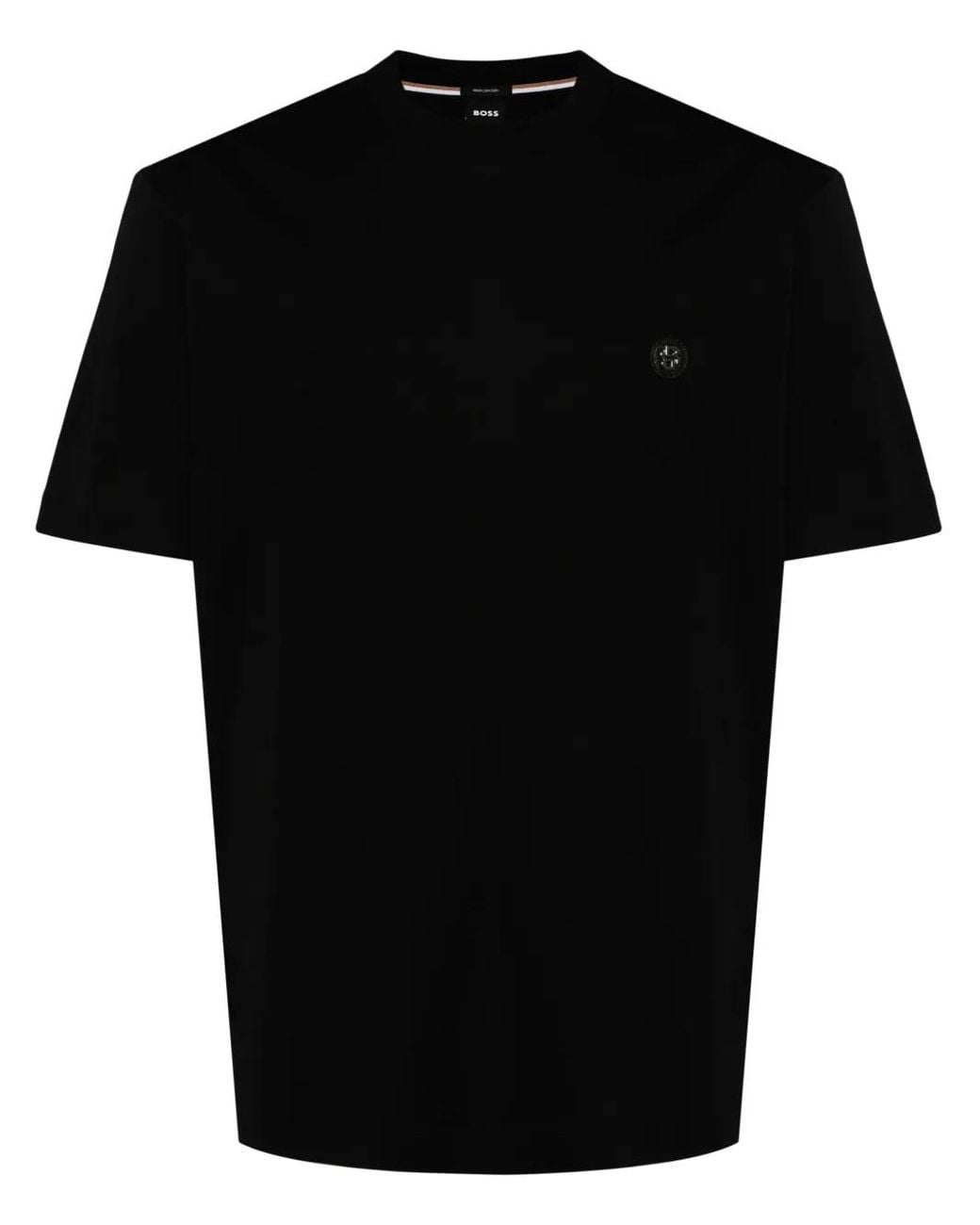 Boss Black Mercerised-Cotton T-Shirt With Double B Monogram for men