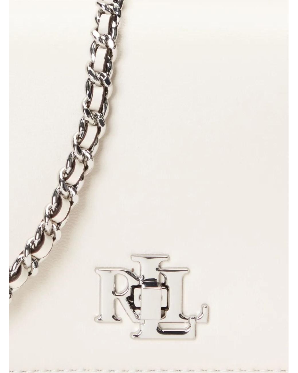 Ralph Lauren White Logo-Plaque Chain-Link Mini Bag