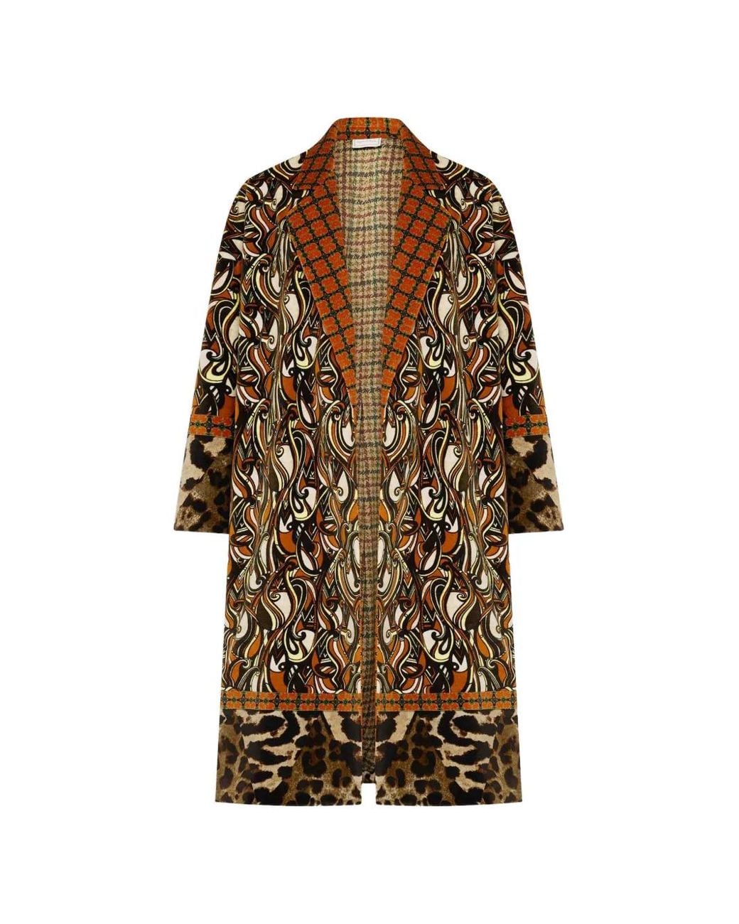 Pierre Louis Mascia Brown Revdox Patterned Animal-Print Coat
