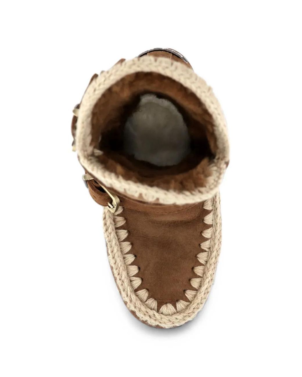 Mou Brown Buckled Sheepskin Boots