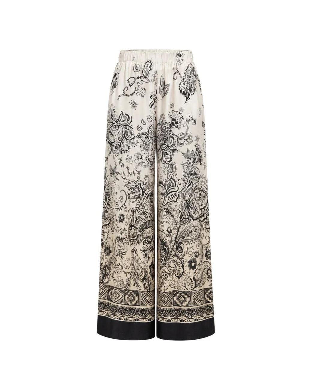 Kaos White Paisley-Print Palazzo Pants