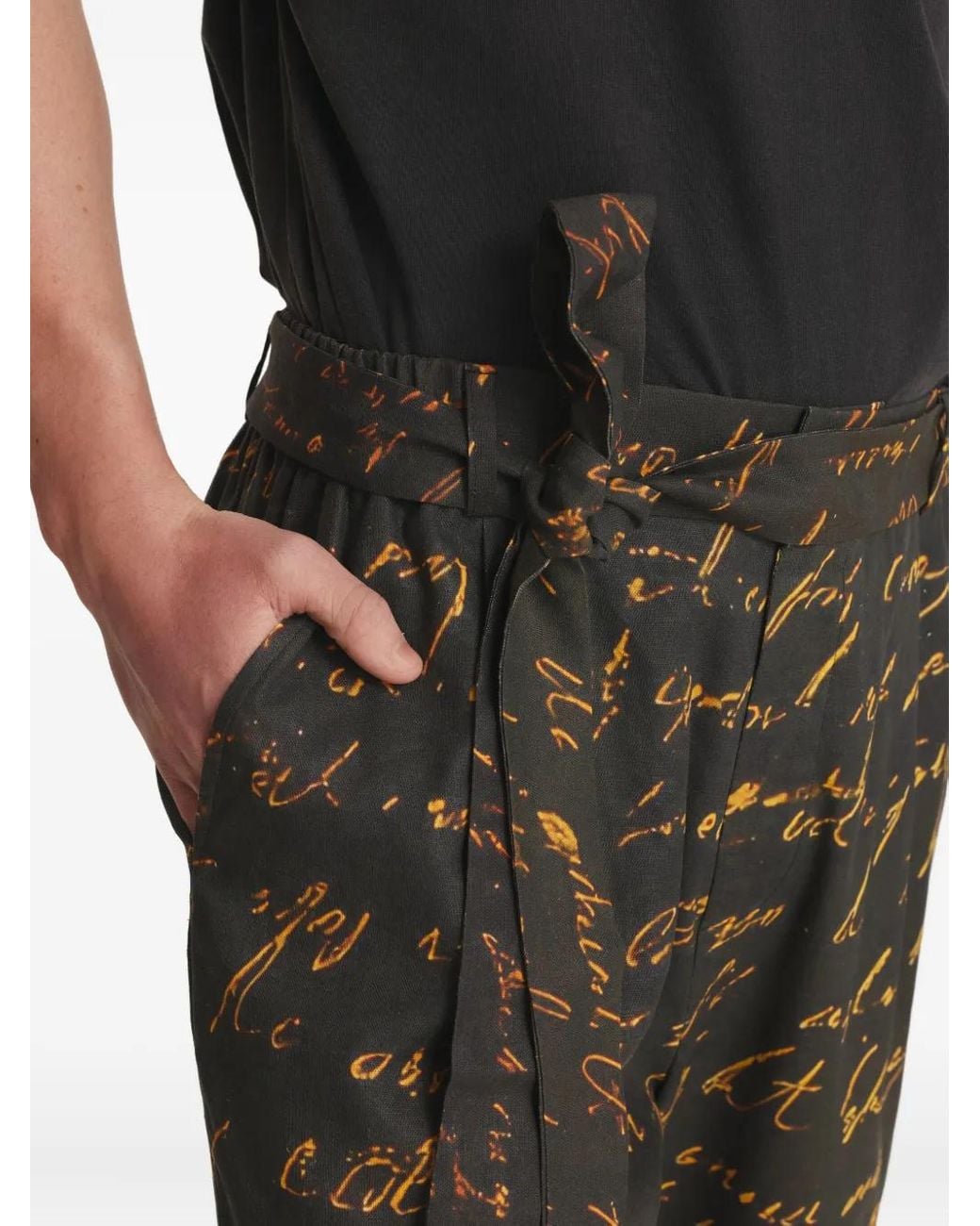 IRINA VOINEA Black Writings Trousers for men