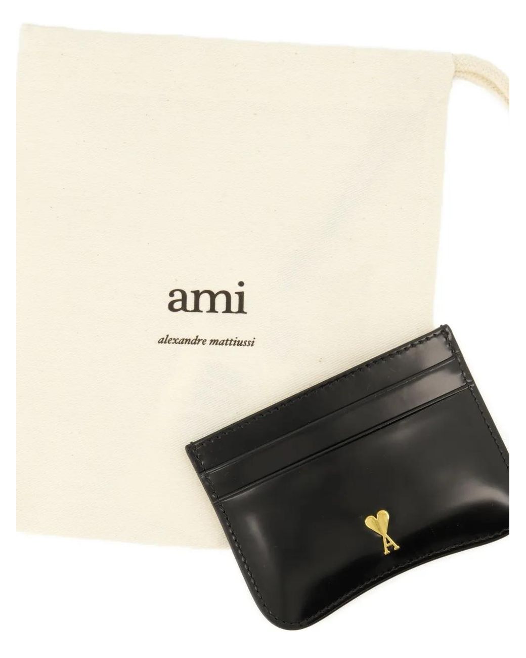 AMI Black Leather Cardholder